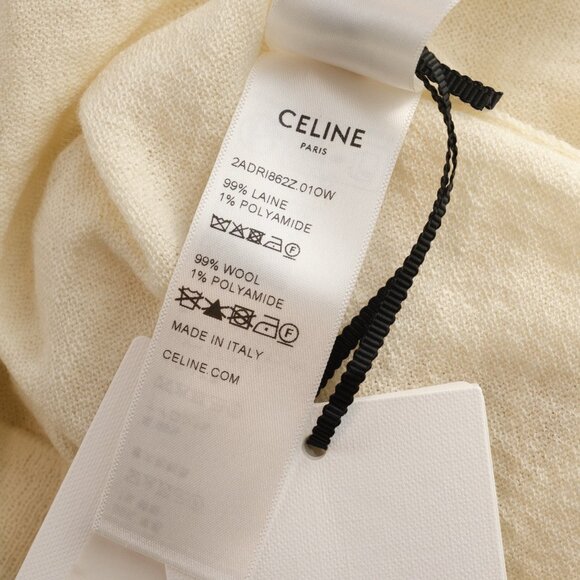 Celine Triomphe-Embroidered Wool Turtleneck Sweater, Off White, Size Small (S) - Picture 9 of 9